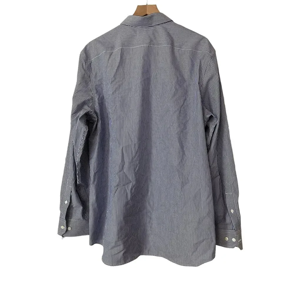 Banana Republic Mens Long Sleeve Button Down Shirt Blue White Stripe Size XL